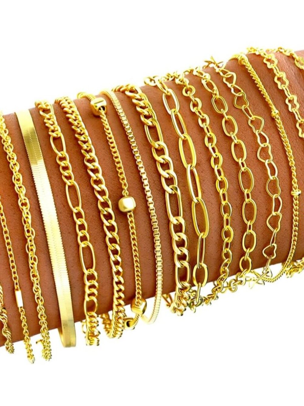 Stylish Gold Stackable Bracelet Pack - 16 Dainty Designs for Every Occasion